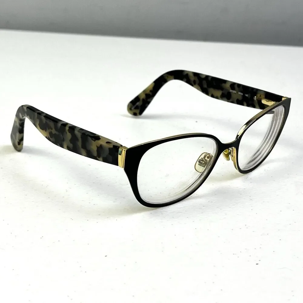 Kate Spade Eyeglasses Frame Jaydee Black Gold/Tortoise Cat Eye 140 Hard Case